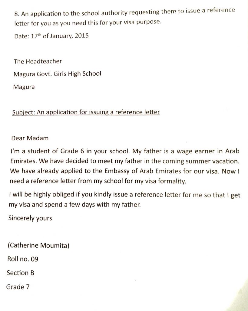 Write an application for issuing a reference letter